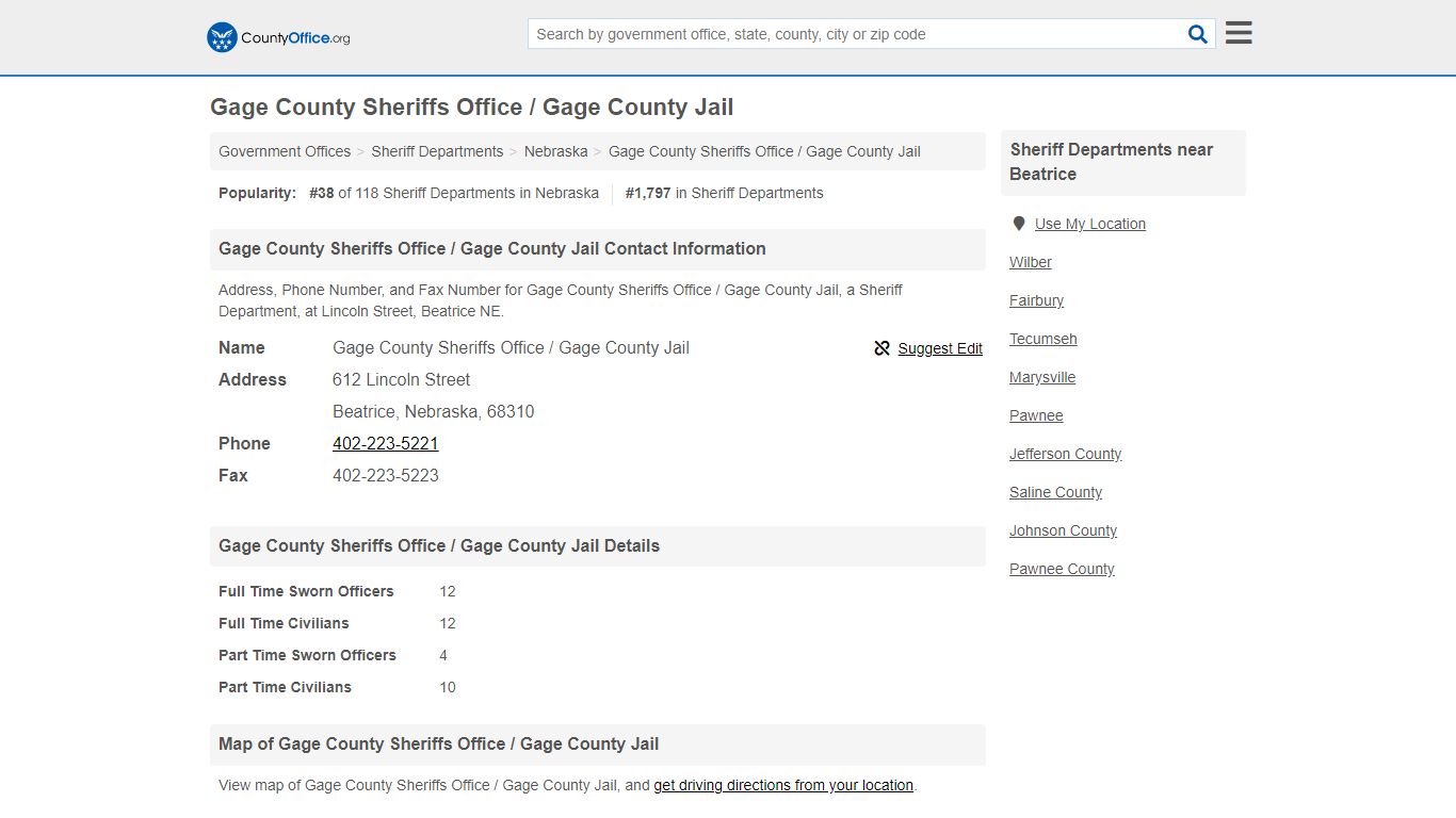 Gage County Sheriffs Office / Gage County Jail