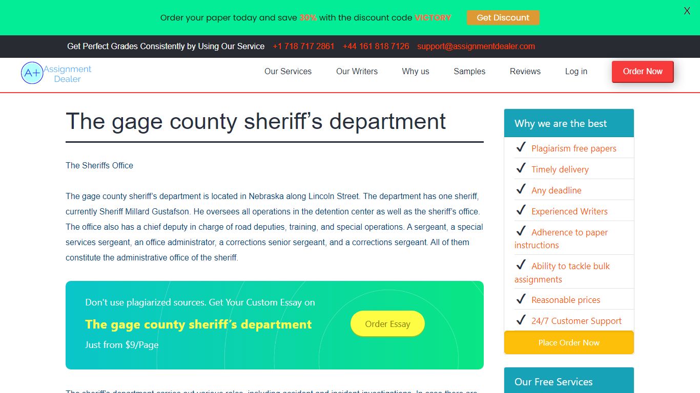 The gage county sheriff's department - Assignment Dealer